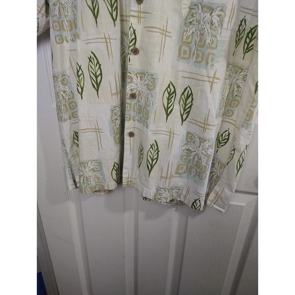 Paradise Blue Men's L Shirt Collared Button Hawaiian Palm Leaf Short Sleeve... - Picture 9 of 10